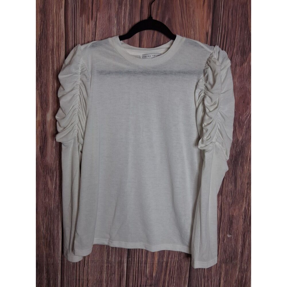 English Factory long sleeve crewneck top ruched sleeves size medium